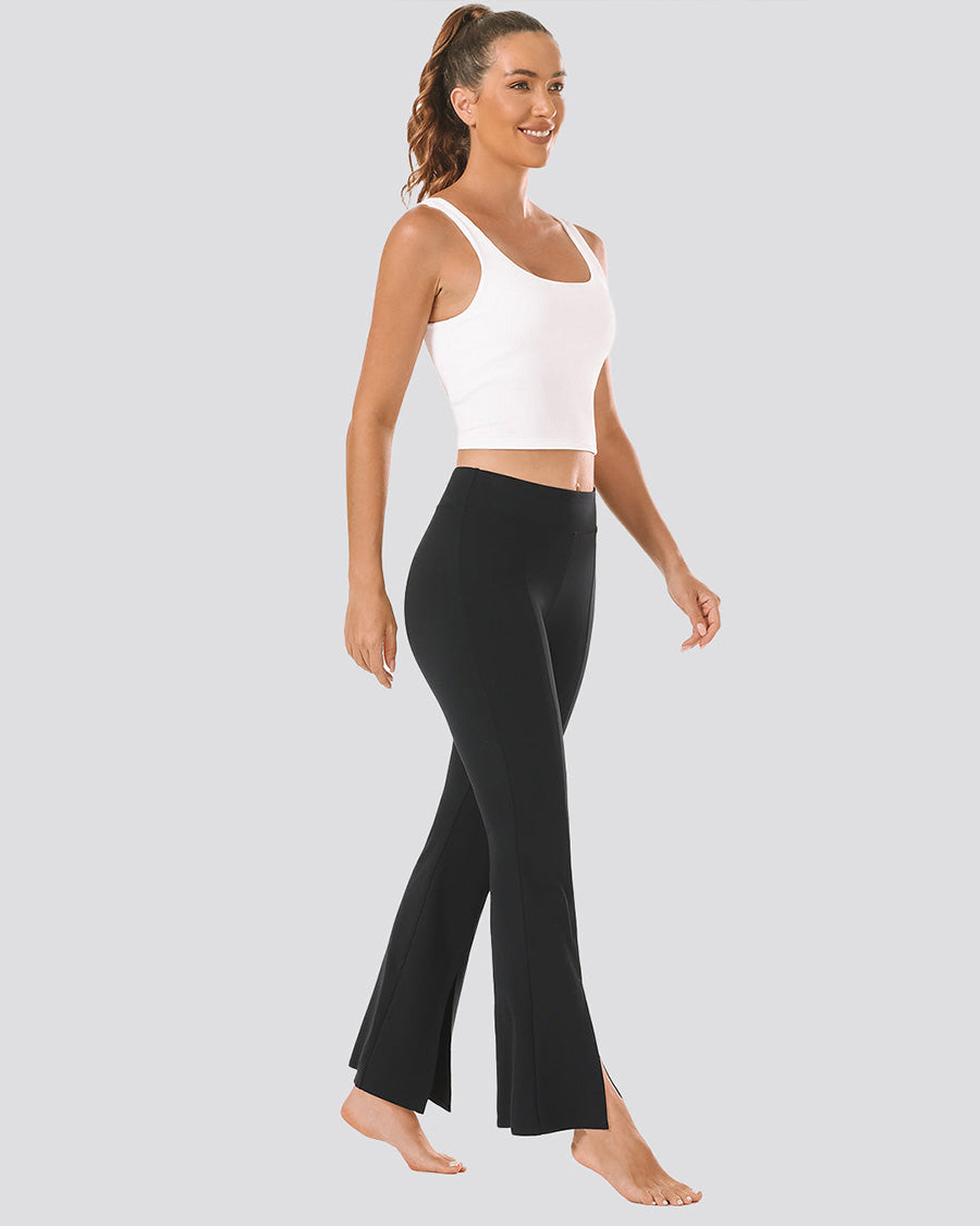 Black Bootcut Yoga Pants Split Hem Flare