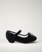 Black Girls Classic Mary Jane Shoes | Velvet Heels with Crystal Bows
