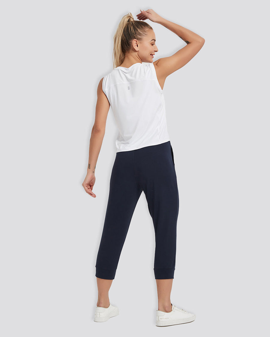 Navy Cotton Capri Sweatpants 20"