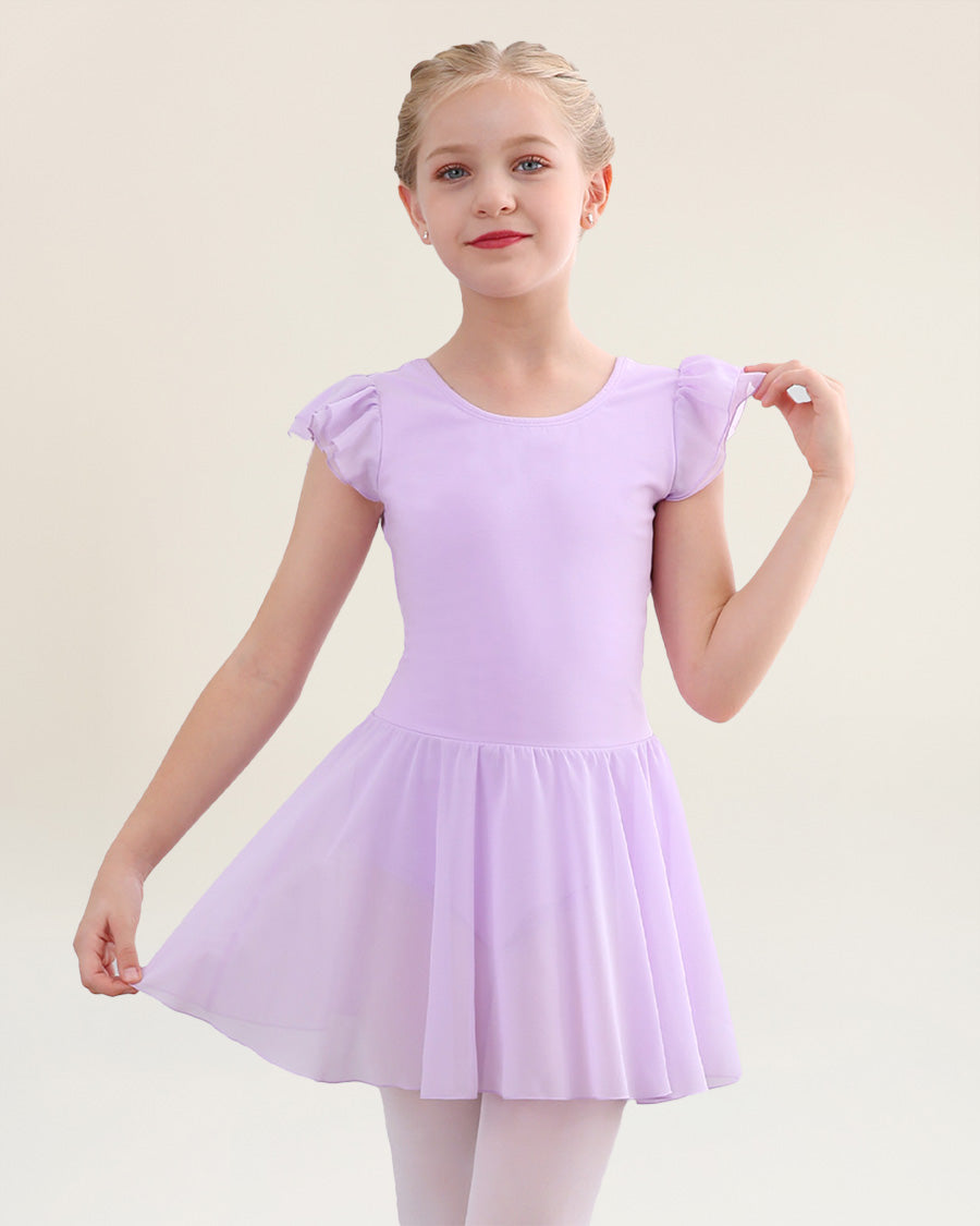 Lavender Girls Flutter Sleeves Dress