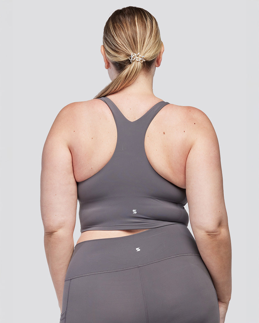 Charcoal SoftLuxe Racerback Sports Bra