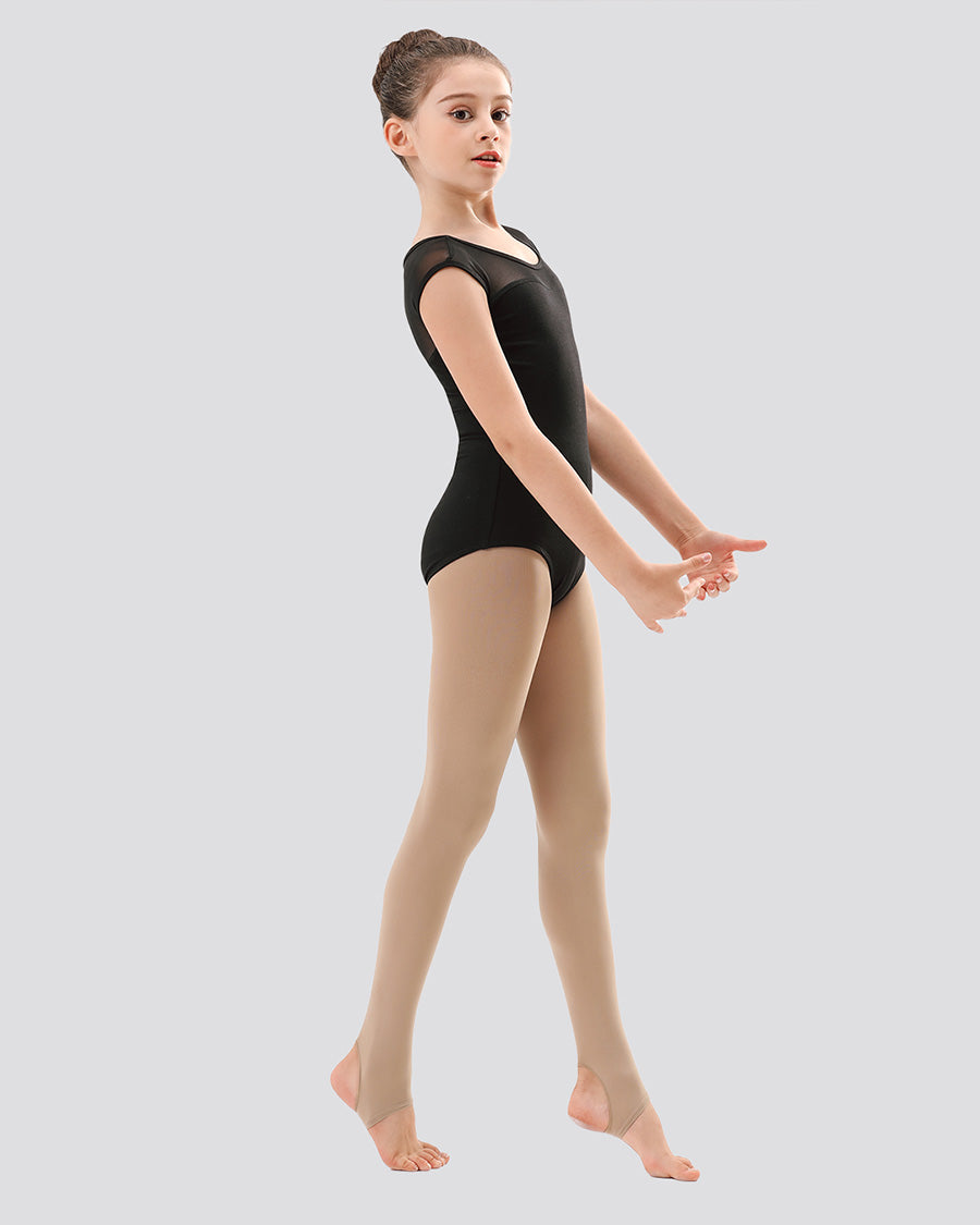 Tan Girls Ultra Soft Stirrup Tights - View 4