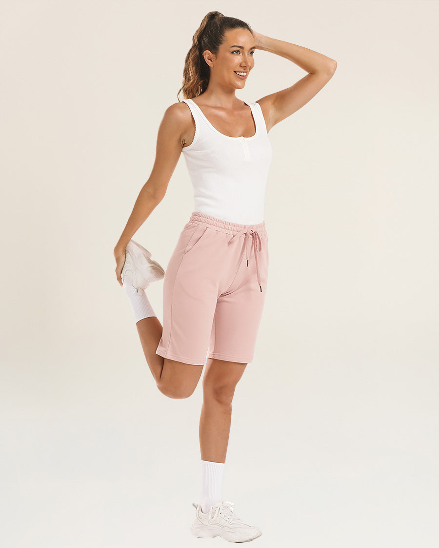 Light Pink Cotton Lounge Shorts 10”