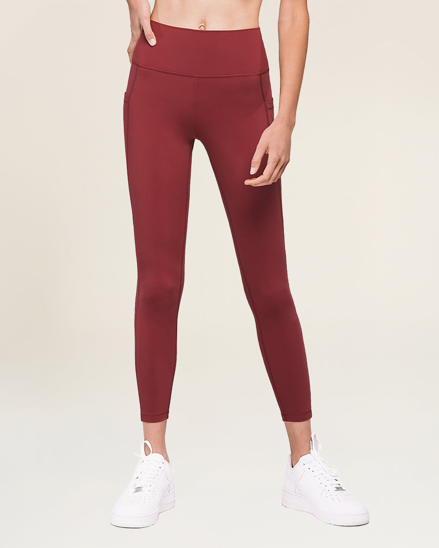Burgundy SoftLuxe Yoga Pants with Pockets