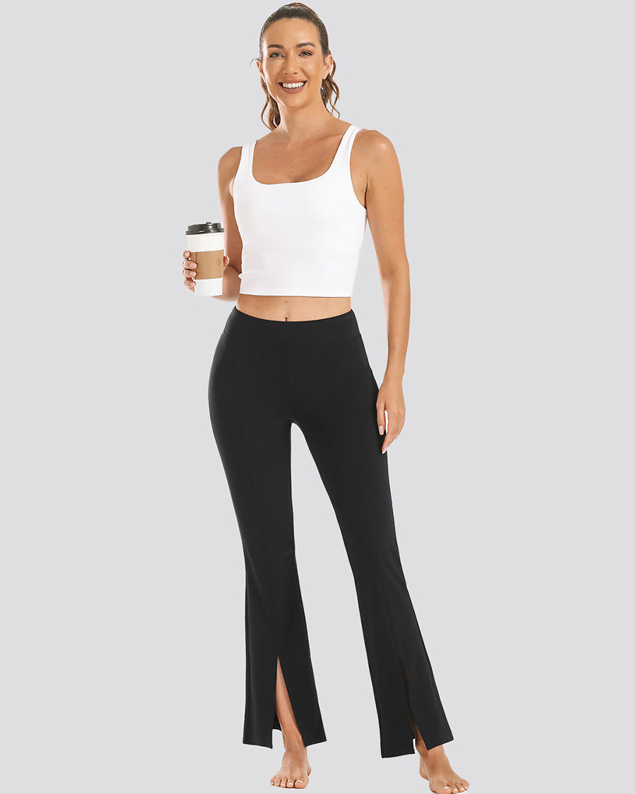 Black Bootcut Yoga Pants Split Hem Flare