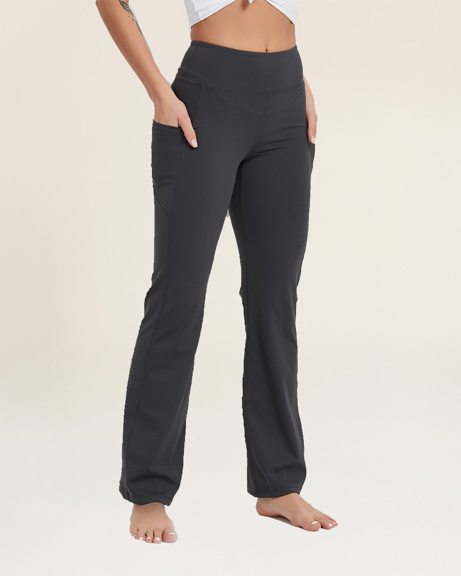 Grey High Waisted Yoga Flare Pants