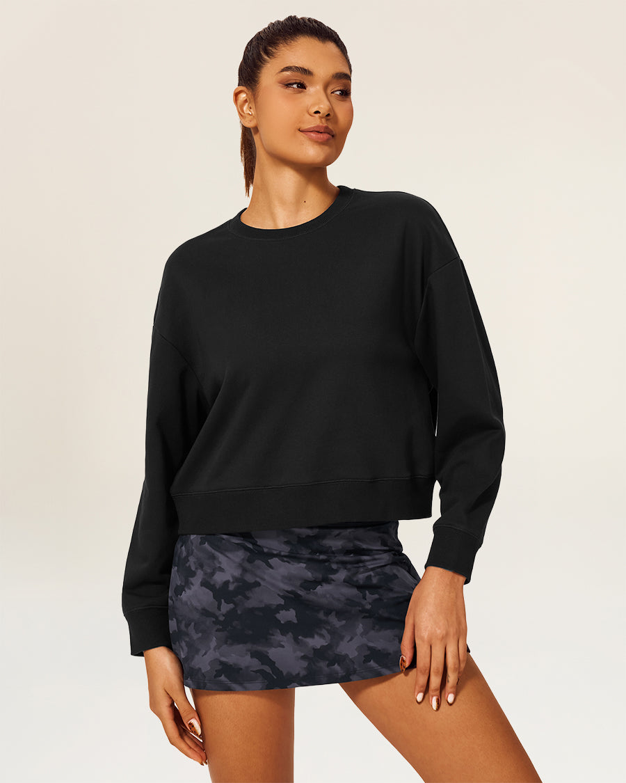 Black Crop Oversized Sweatshirt