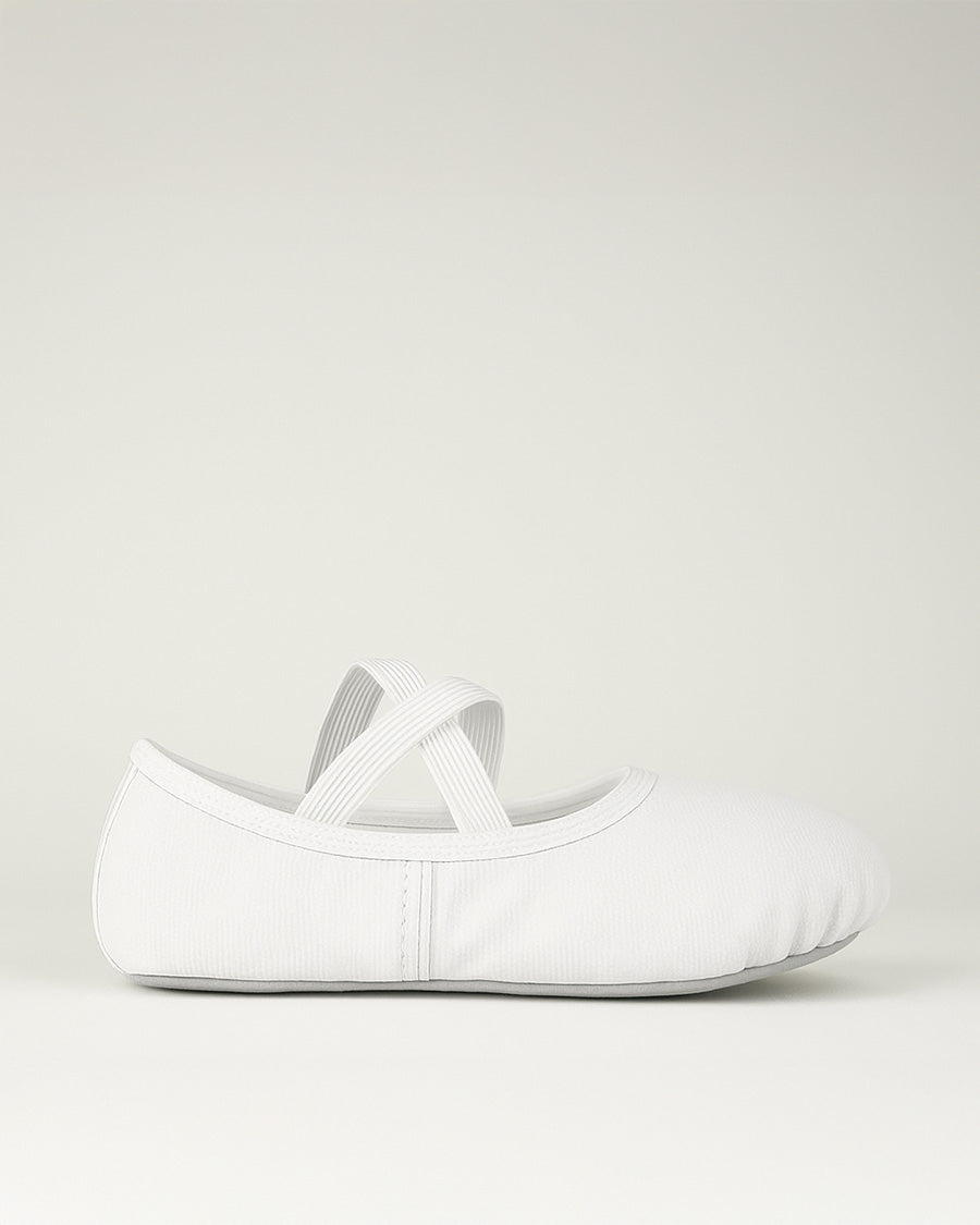 White Kids Classic Canvas Ballet Shoes (no drawstring)
