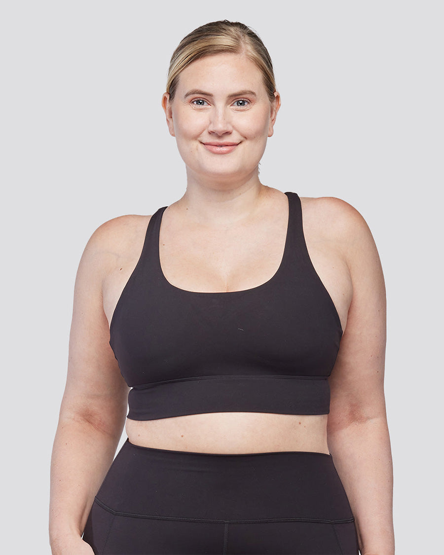 Black SoftLuxe Criss Cross Back Strap Sports Bra