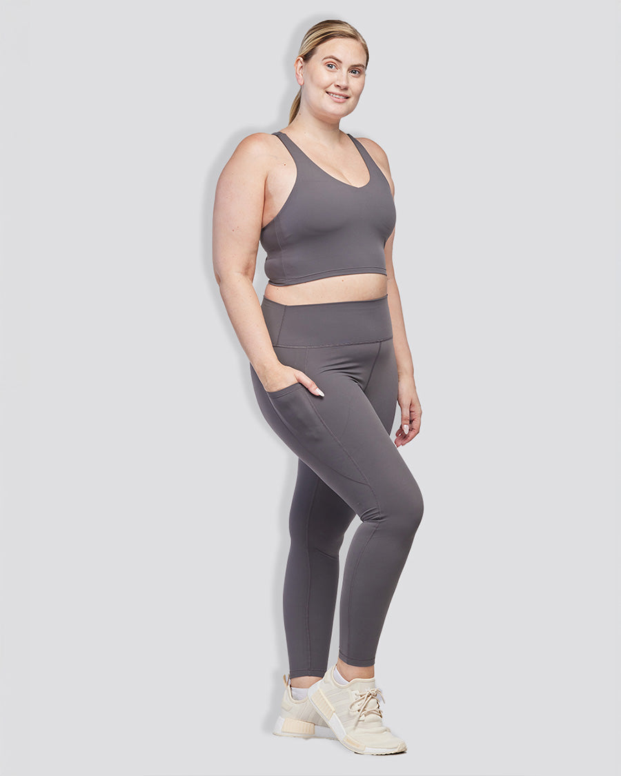 Charcoal SoftLuxe Racerback Sports Bra