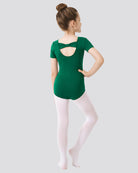 Green Girls Bowknot Short Sleeve Ballet Leotard