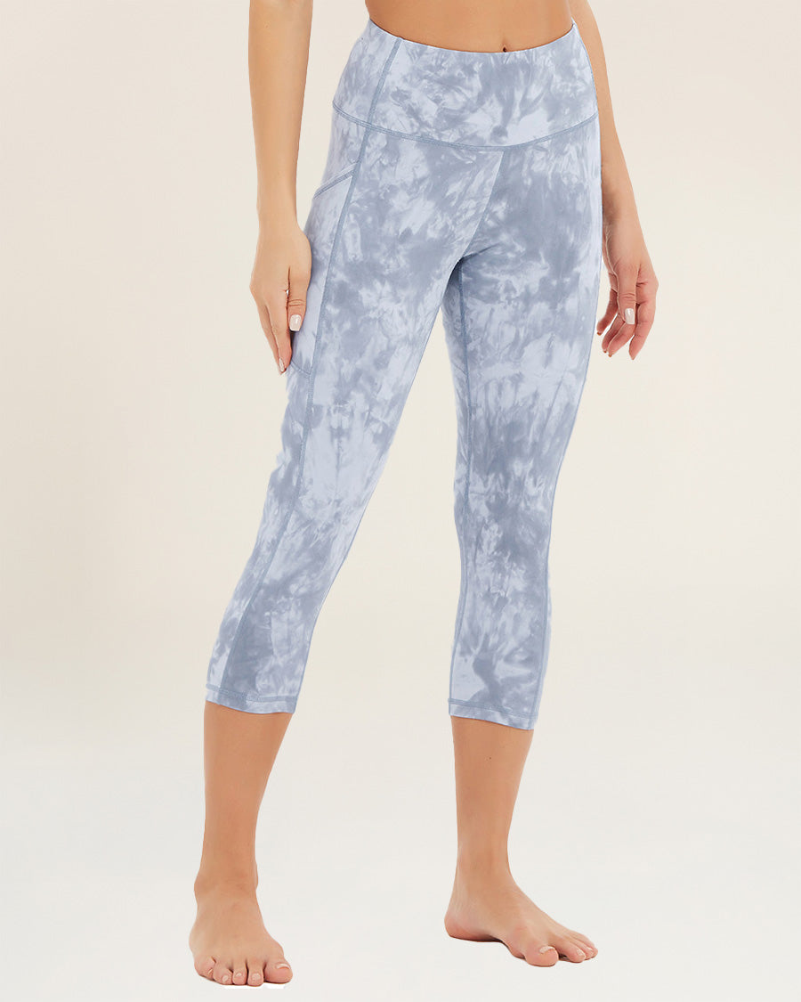 Tie Dye Grey Essential Capri Leggings