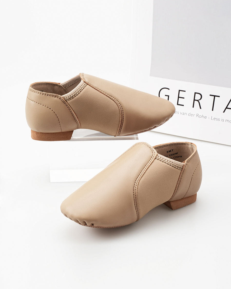 Tan Kids PU Leather Jazz shoes