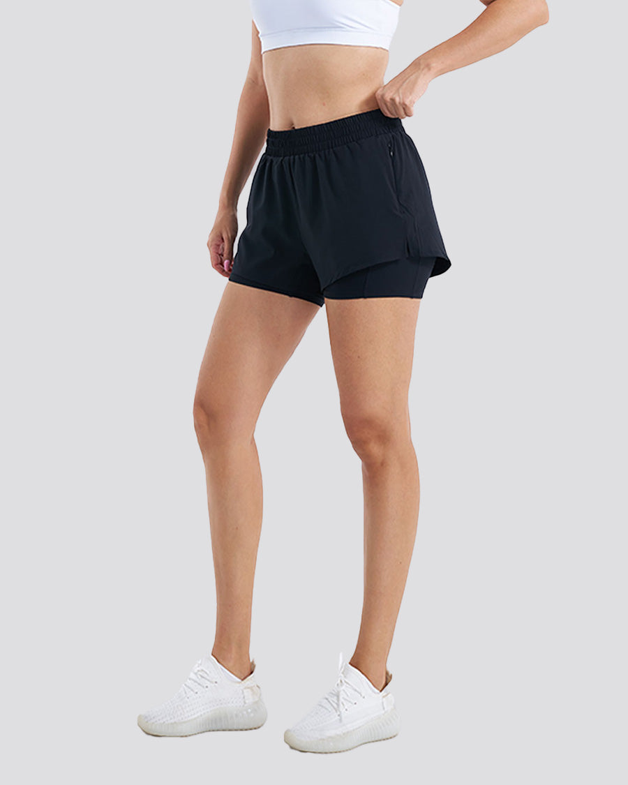Black SpeedShift Hybrid 2 in 1 Running Shorts