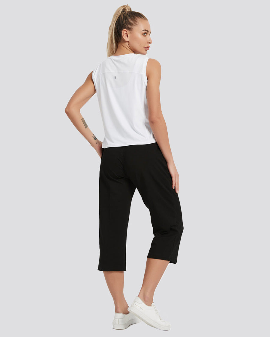 Black Cotton Capri Sweatpants