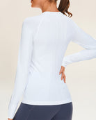 White Seamless Long Sleeve Tops