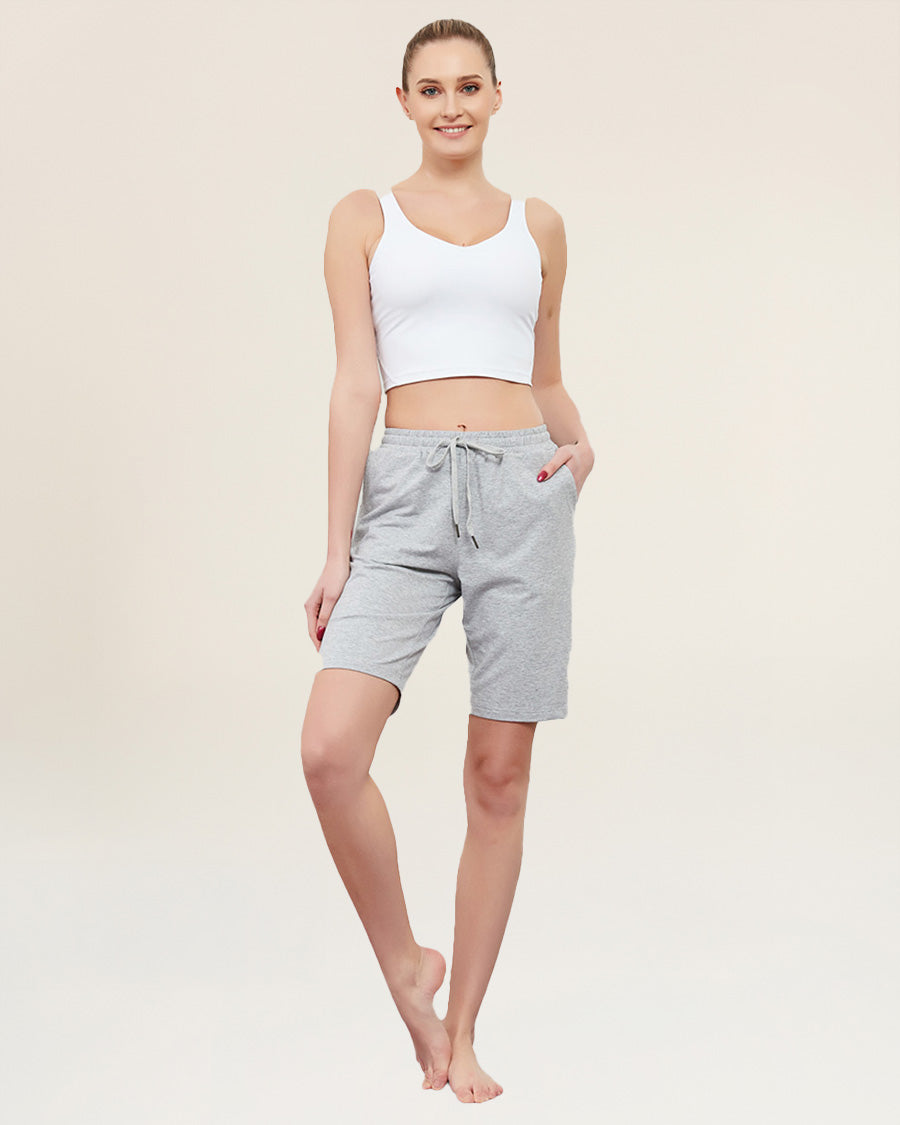 Light Grey Cotton Lounge Shorts 10”