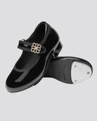 Black Kids Floral buckle Tap Shoes