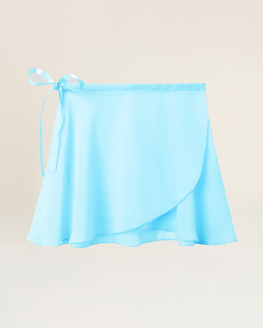 Pool Blue Girls Chiffon Wrap Skirt With Adjustable Tie