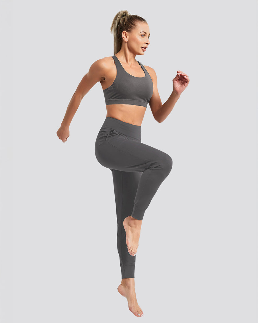 Charcoal SoftLuxe Mesh Racerback Sports Bra