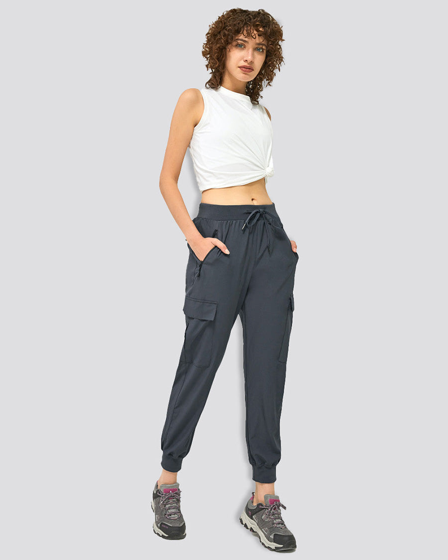 Grey Cargo Hiking Pants Tapered