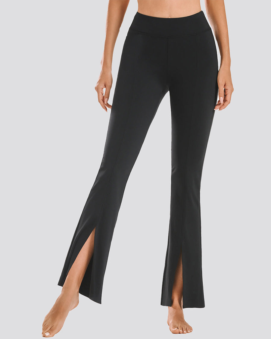 Black Bootcut Yoga Pants Split Hem Flare