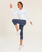 White Seamless Long Sleeve Tops