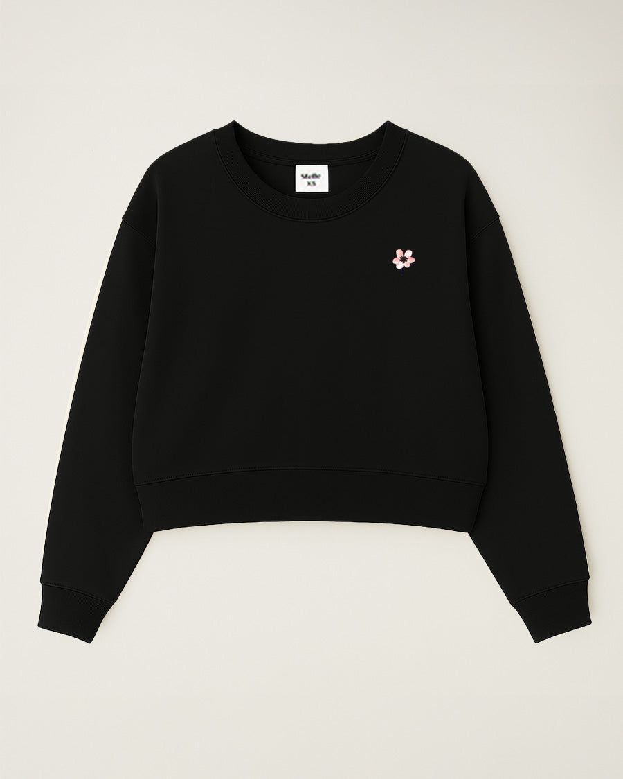 Black Crop Oversized Sweatshirt