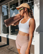 White SoftLuxe Mesh Racerback Sports Bra