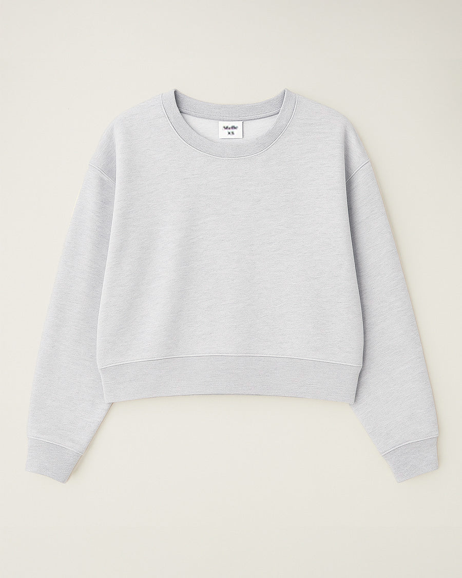 Ultra Light Grey Crop Oversized Sweatshirt