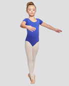 Royal Blue Girls Bowknot Short Sleeve Ballet Leotard