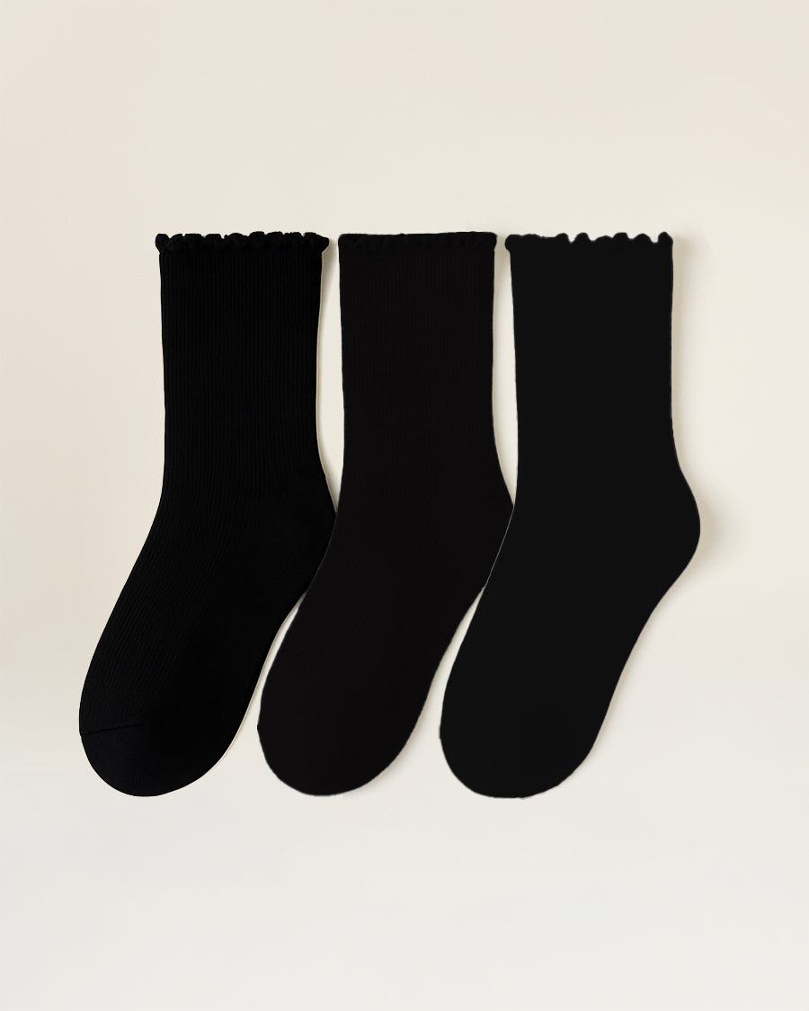 Black Kids Ribbed Calf Socks