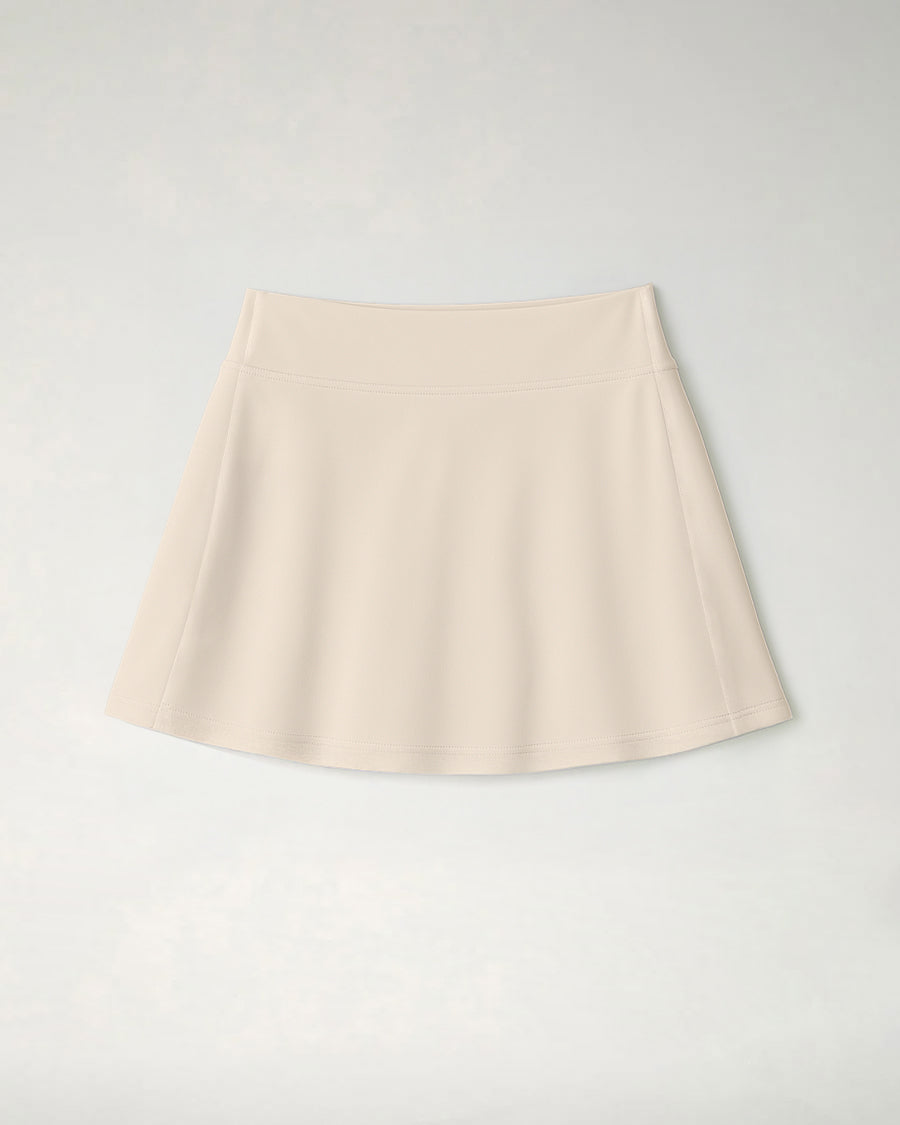 White Beige CourtChic A-Line Tennis Skirt