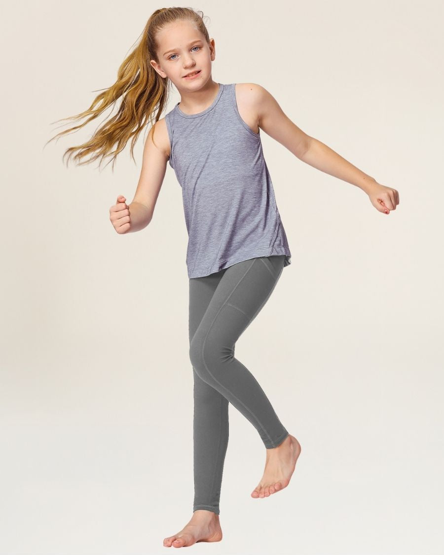 Zinc Grey Girls Athletic Leggings - View 2