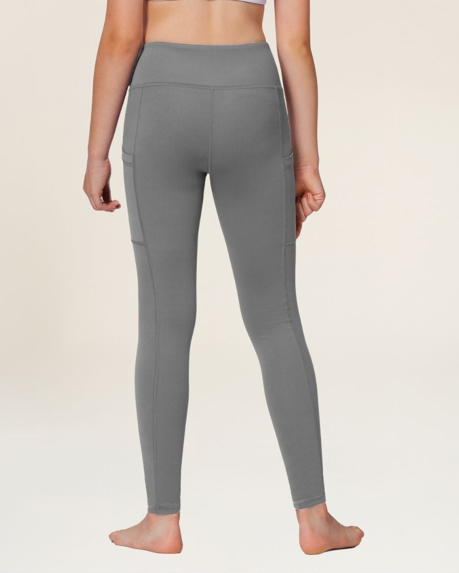 Zinc Grey Girls Athletic Leggings - View 4