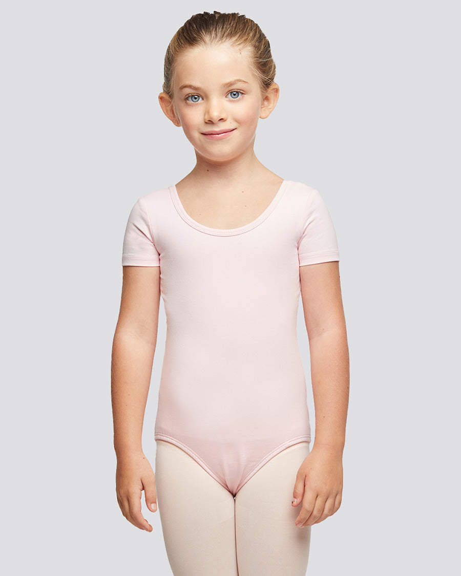 Ballet Pink Girls Bowknot Short Sleeve Ballet Leotard