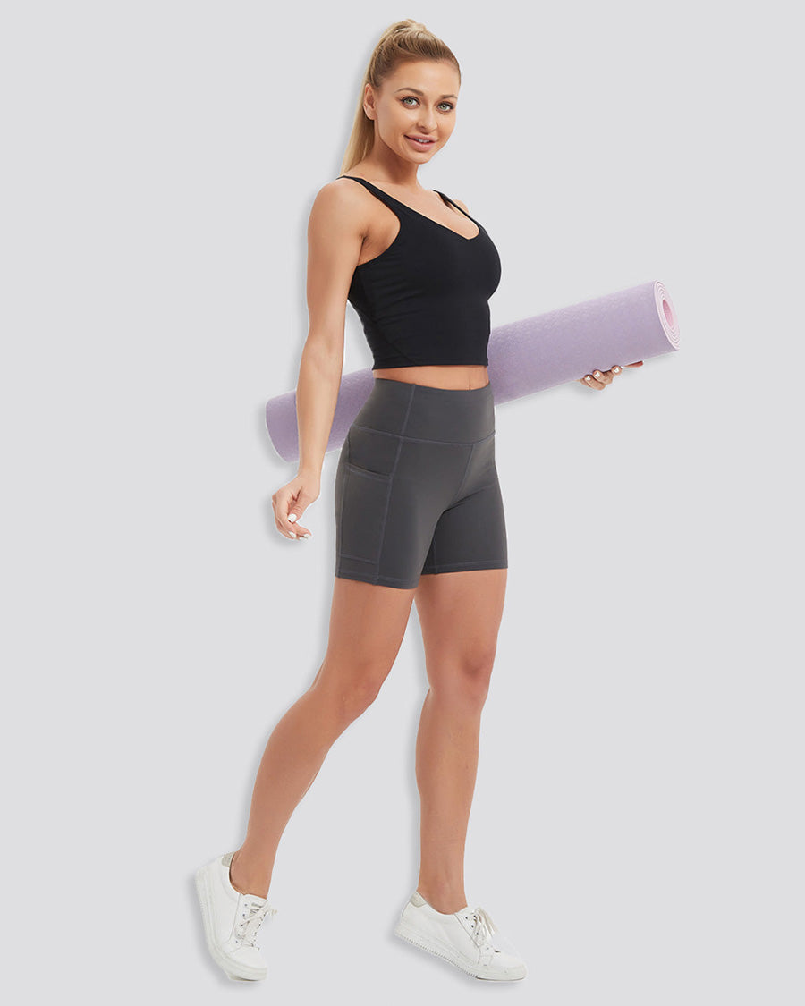 Charcoal Essential High Waisted Yoga Shorts 5"