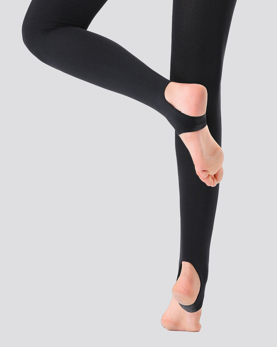 Black Girls Ultra Soft Stirrup Tights - View 1