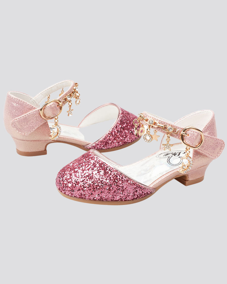 Red Glitter Girls Sparkly Princess Sequin Sandals