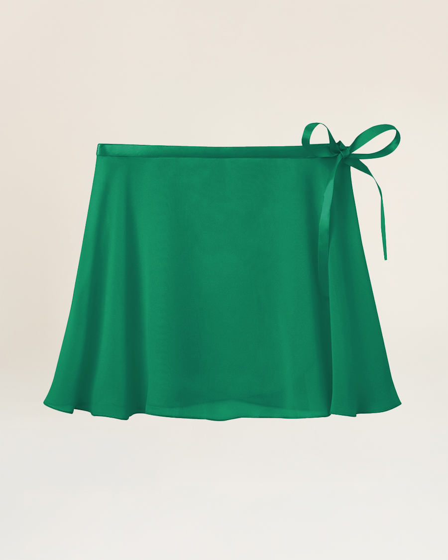 Green Girls Chiffon Wrap Skirt With Adjustable Tie