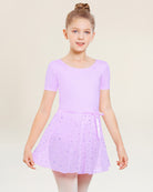 Sparkling Lavender Girls Chiffon Wrap Skirt With Adjustable Tie