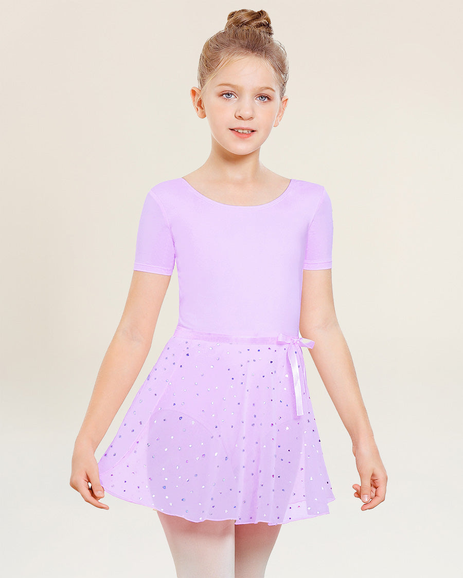 Sparkling Lavender Girls Chiffon Wrap Skirt With Adjustable Tie