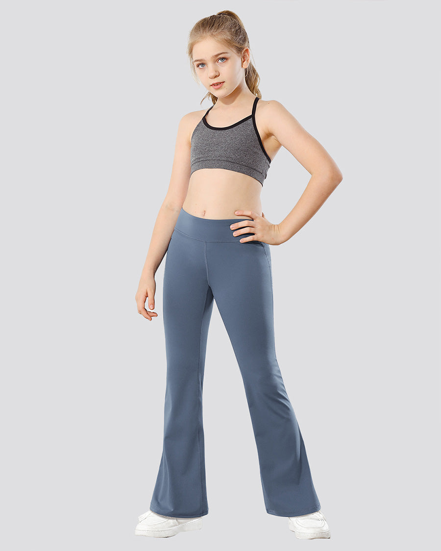 Girls flare leggings grey blue