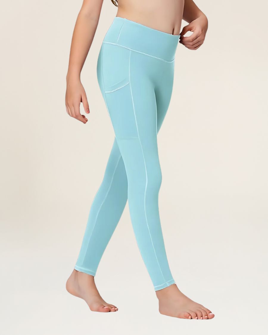Arctic Blue Girls Athletic Leggings