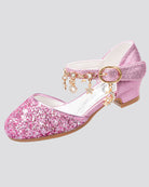 Fuchsia Glitter Girls Sparkly Princess Sequin Sandals