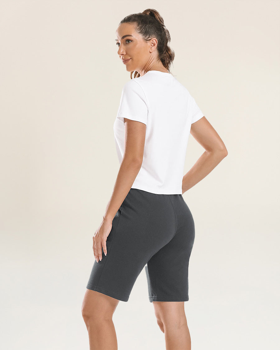 Grey Cotton Lounge Shorts 10”