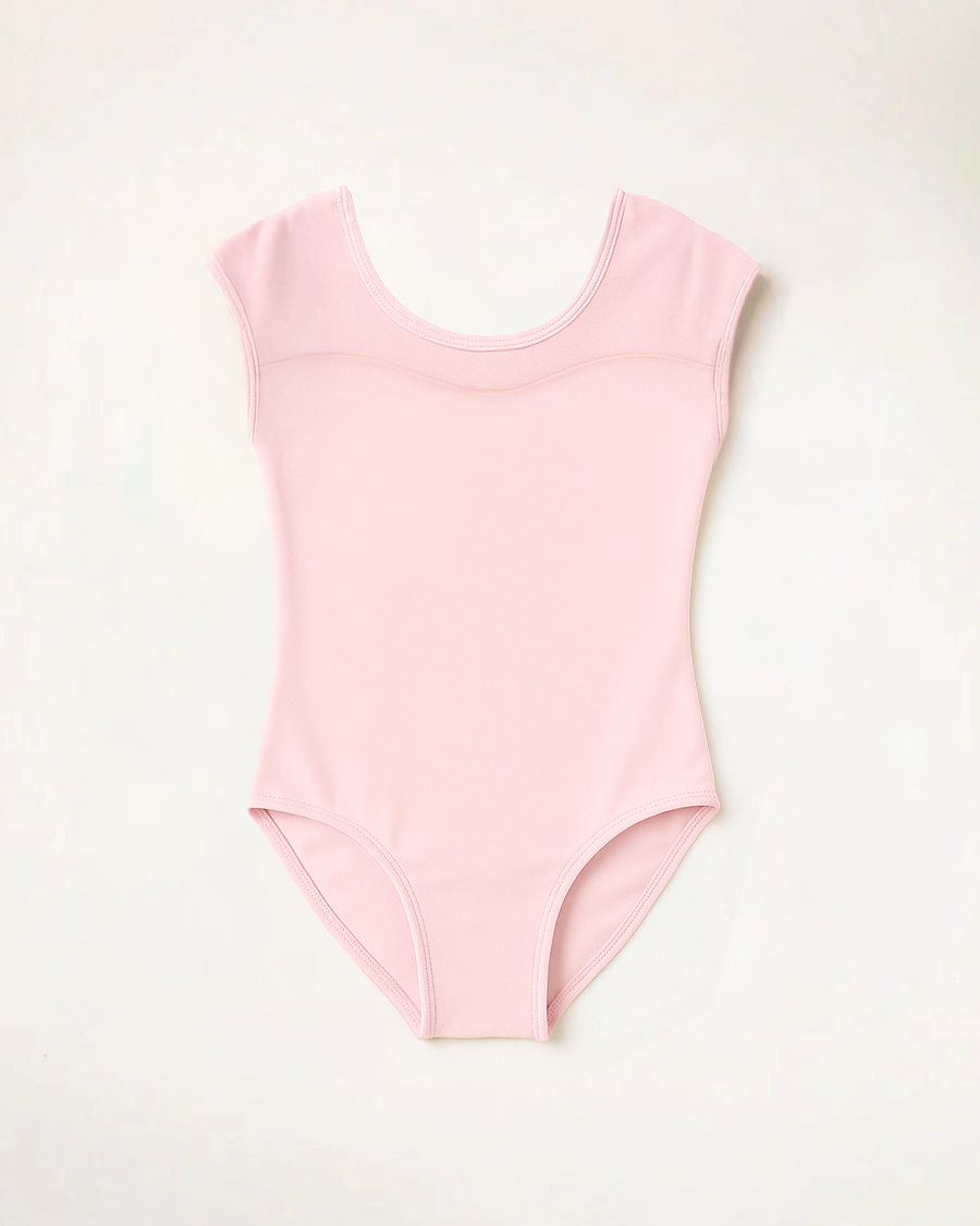 Ballet Pink Girls Sweetheart Mesh Inserted Tank Leotard