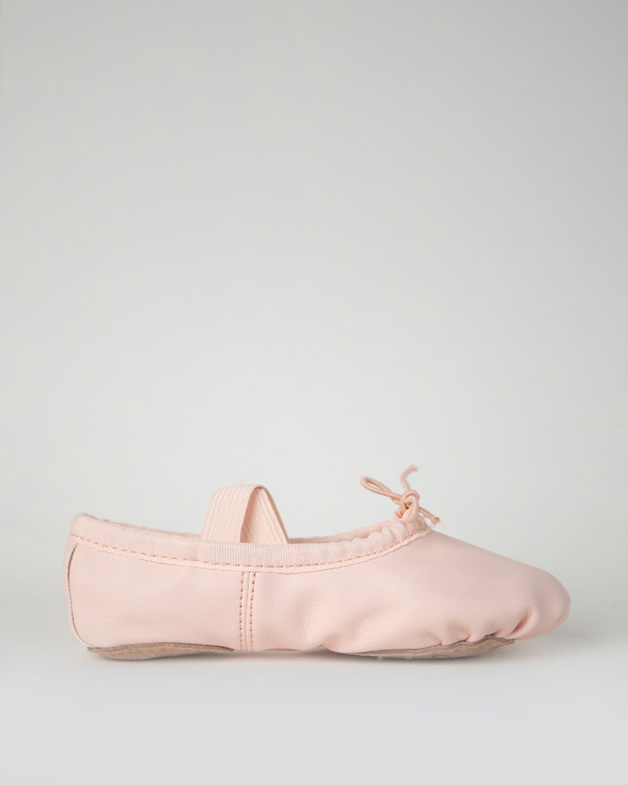 Ballet Pink Kids PU Leather Ballet Shoes (Split Sole, With Lace)
