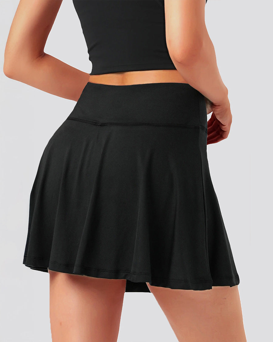 Black EasyBreeze High Waisted Tennis Skirts
