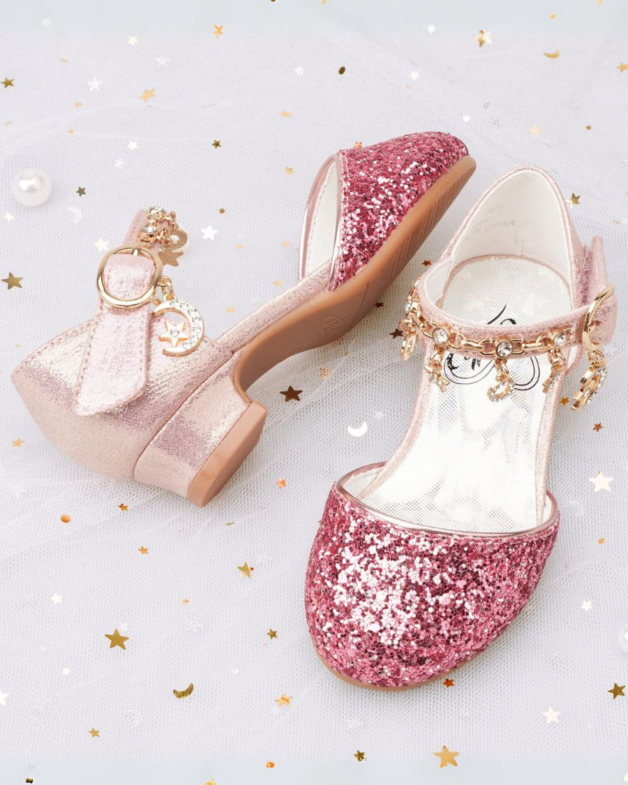 Red Glitter Girls Sparkly Princess Sequin Sandals